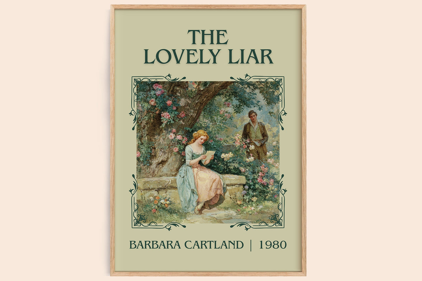 The Lovely Liar classic book art book poster by Barbara Cartland – framed literary art print