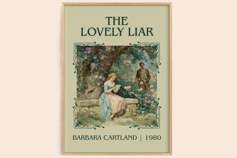 The Lovely Liar classic book art book poster by Barbara Cartland – framed literary art print