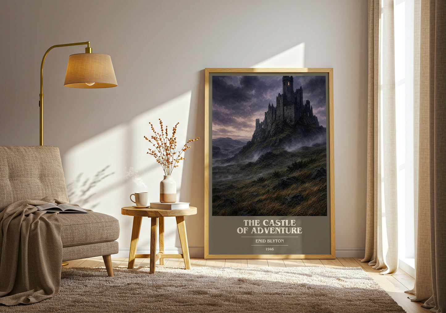 The Castle Of Adventure book cover print on bookshelf – Enid Blyton fan gift