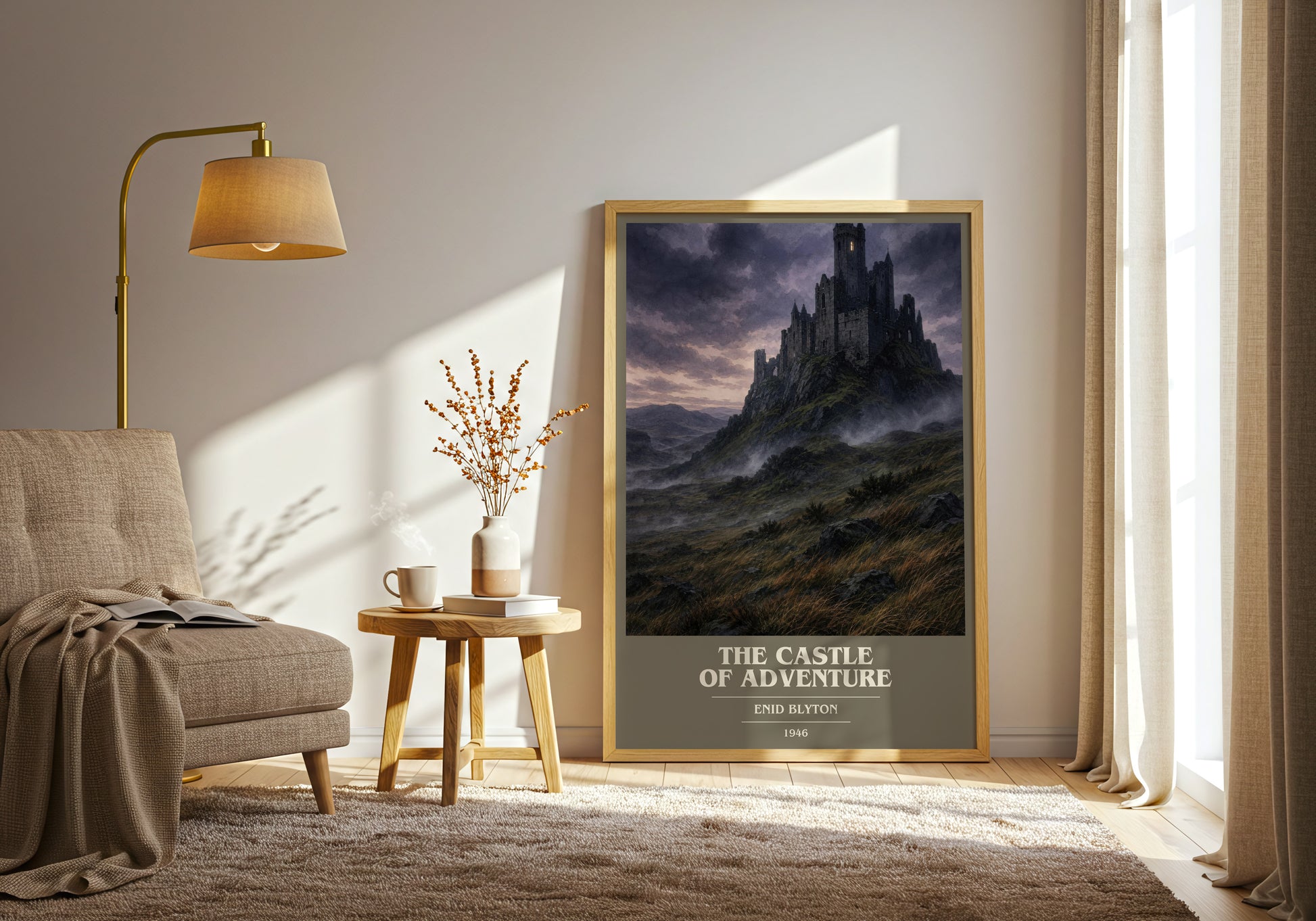 The Castle Of Adventure book cover print on bookshelf – Enid Blyton fan gift