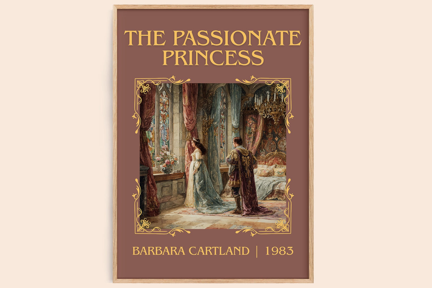 The Passionate Princess classic book art book poster by Barbara Cartland – framed literary art print