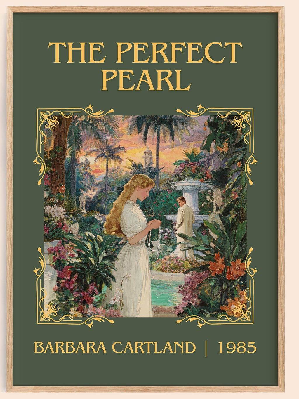 The Perfect Pearl classic book art book poster by Barbara Cartland – framed literary art print