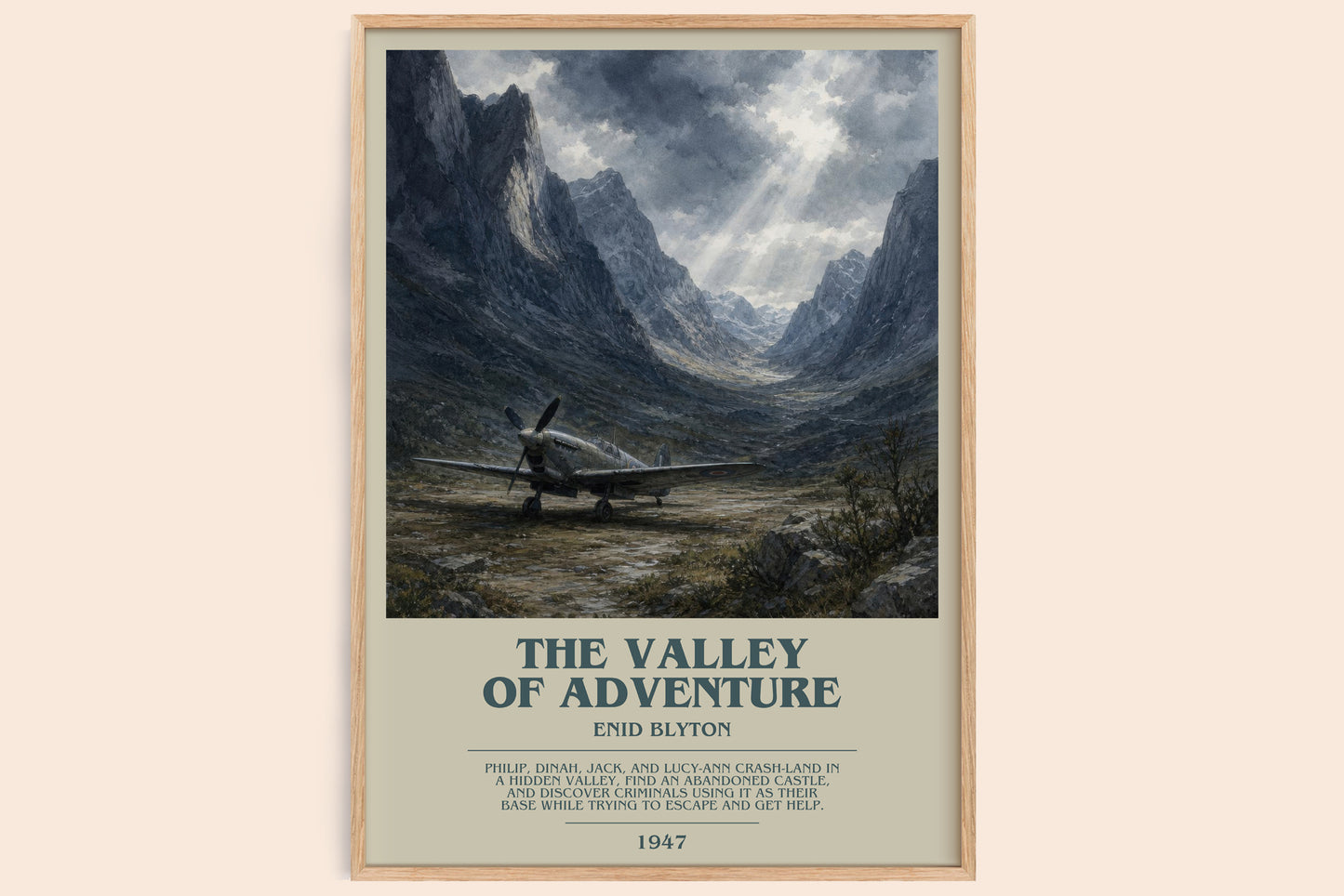The Valley Of Adventure bookish book poster by Enid Blyton – framed literary art print