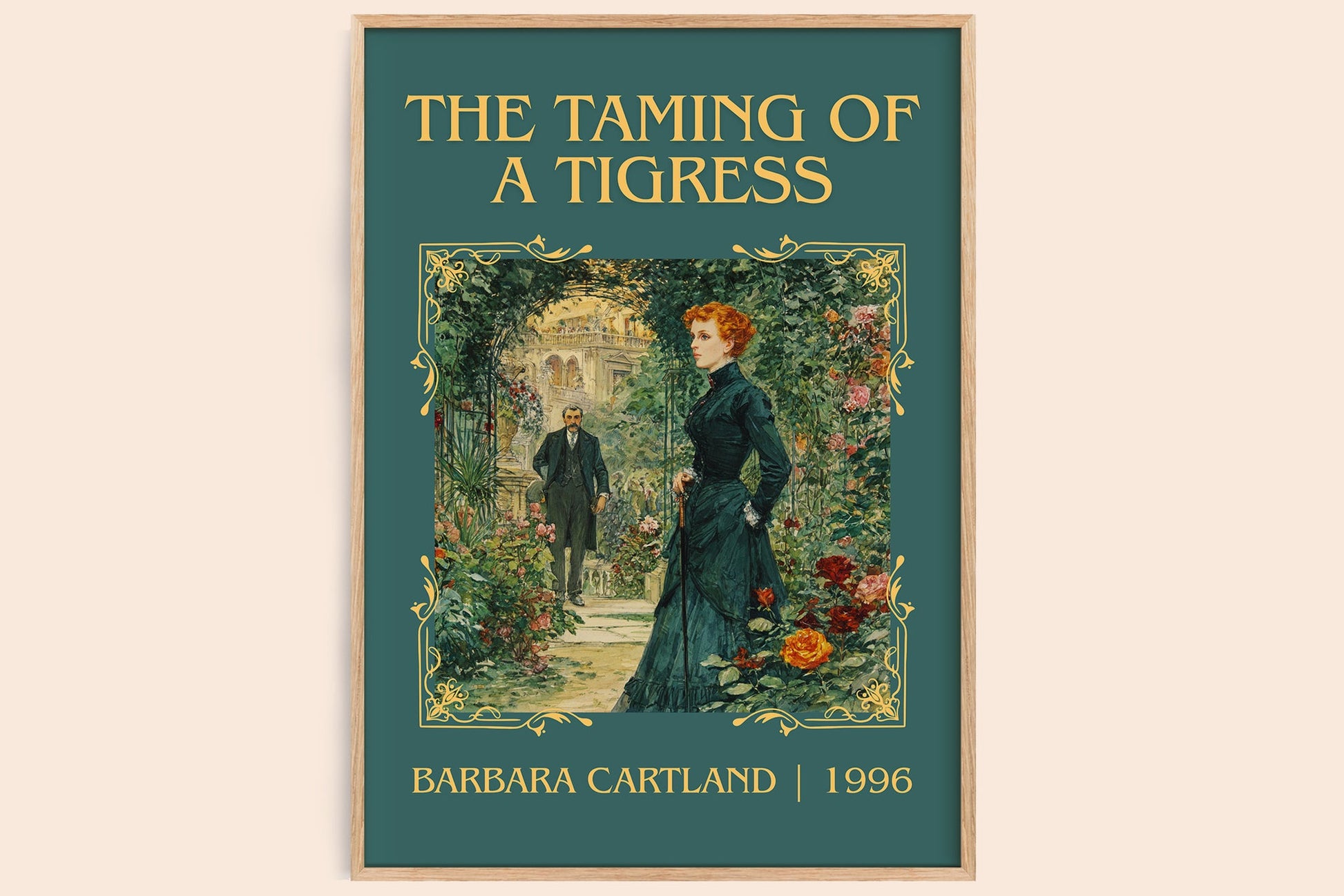 The Taming of a Tigress classic book art book poster by Barbara Cartland – framed literary art print