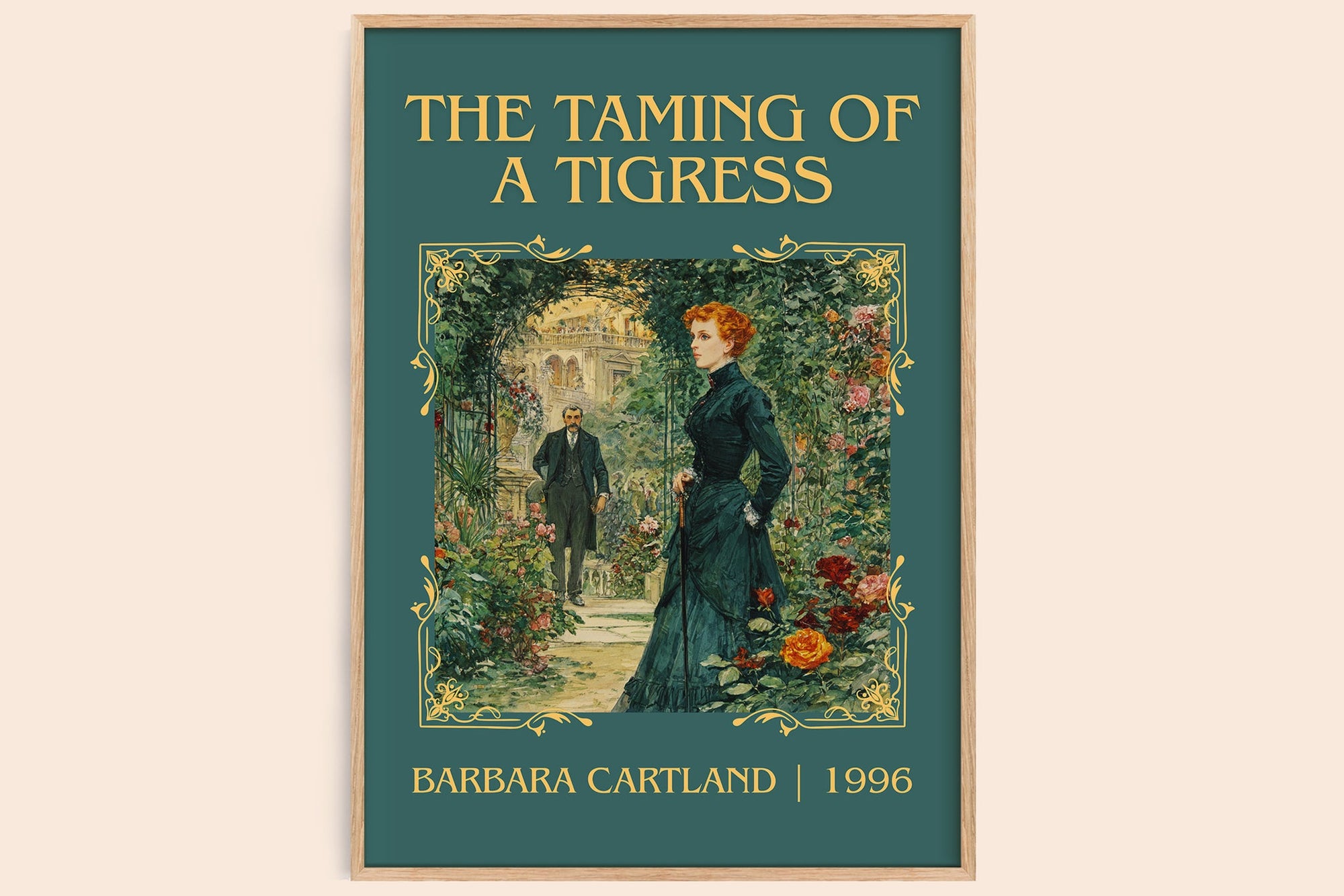 The Taming of a Tigress classic book art book poster by Barbara Cartland – framed literary art print