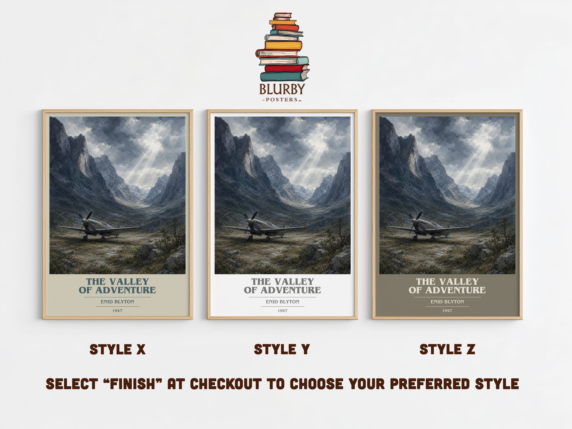The Valley Of Adventure book cover print in frame leaning in hallway – childrens wall art