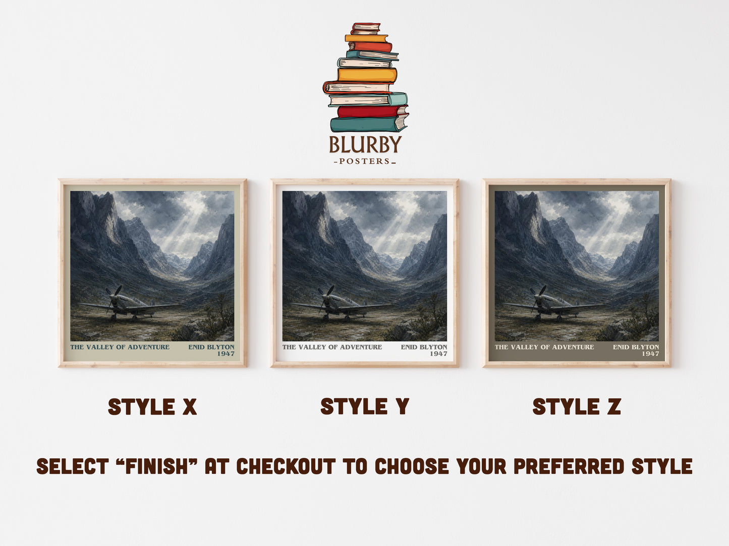 The Valley Of Adventure literary print in frame leaning in hallway – childrens wall art