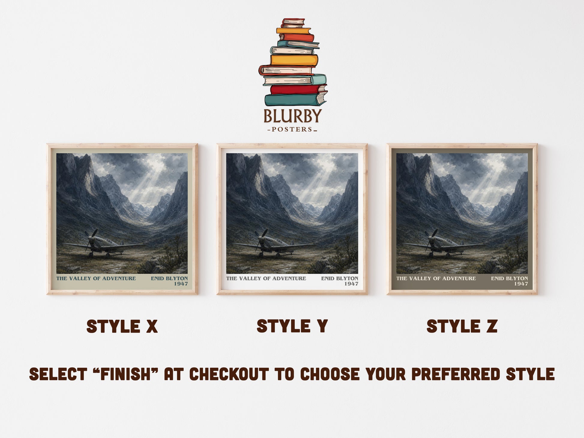 The Valley Of Adventure literary print in frame leaning in hallway – childrens wall art