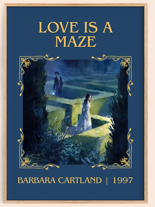 Love Is a Maze classic book art book poster by Barbara Cartland. – framed literary art print