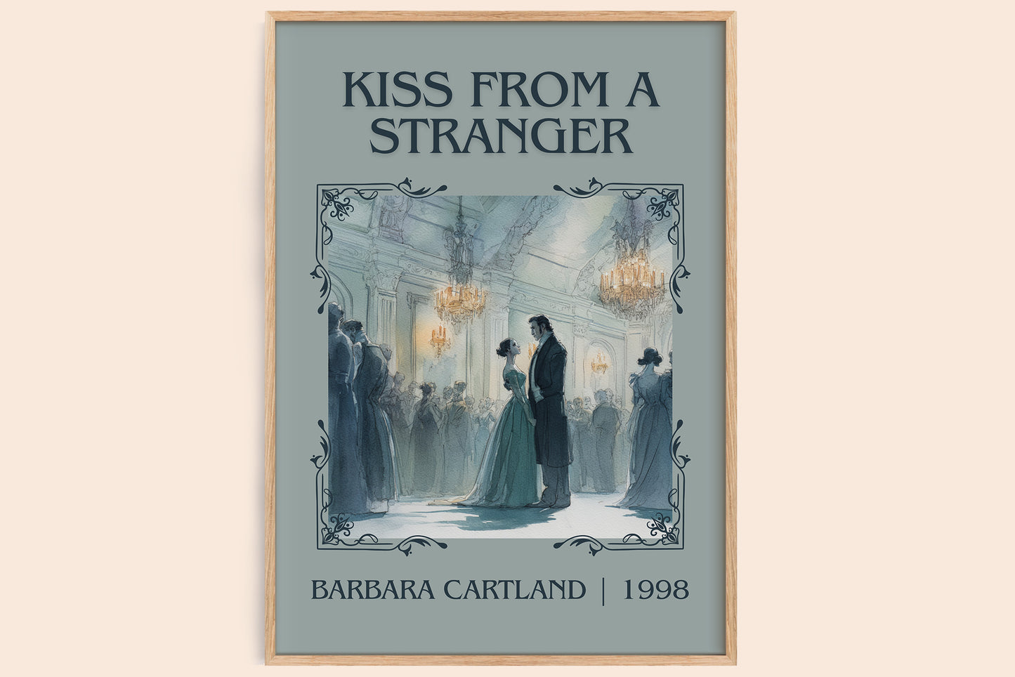 Kiss from a Stranger classic book art book poster by Barbara Cartland – framed literary art print