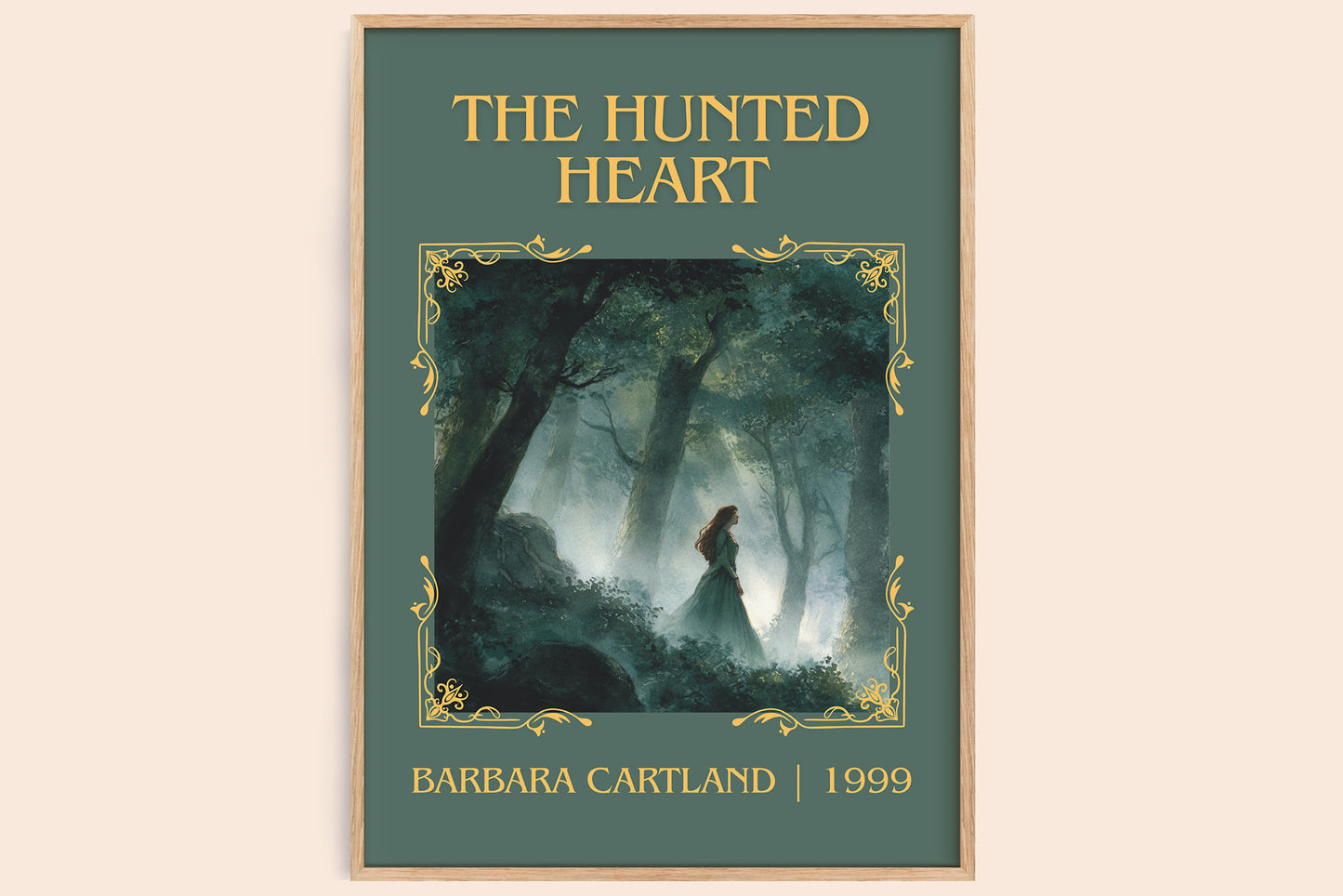 The Hunted Heart classic book art book poster by BARBARA. CARTLAND – framed literary art print