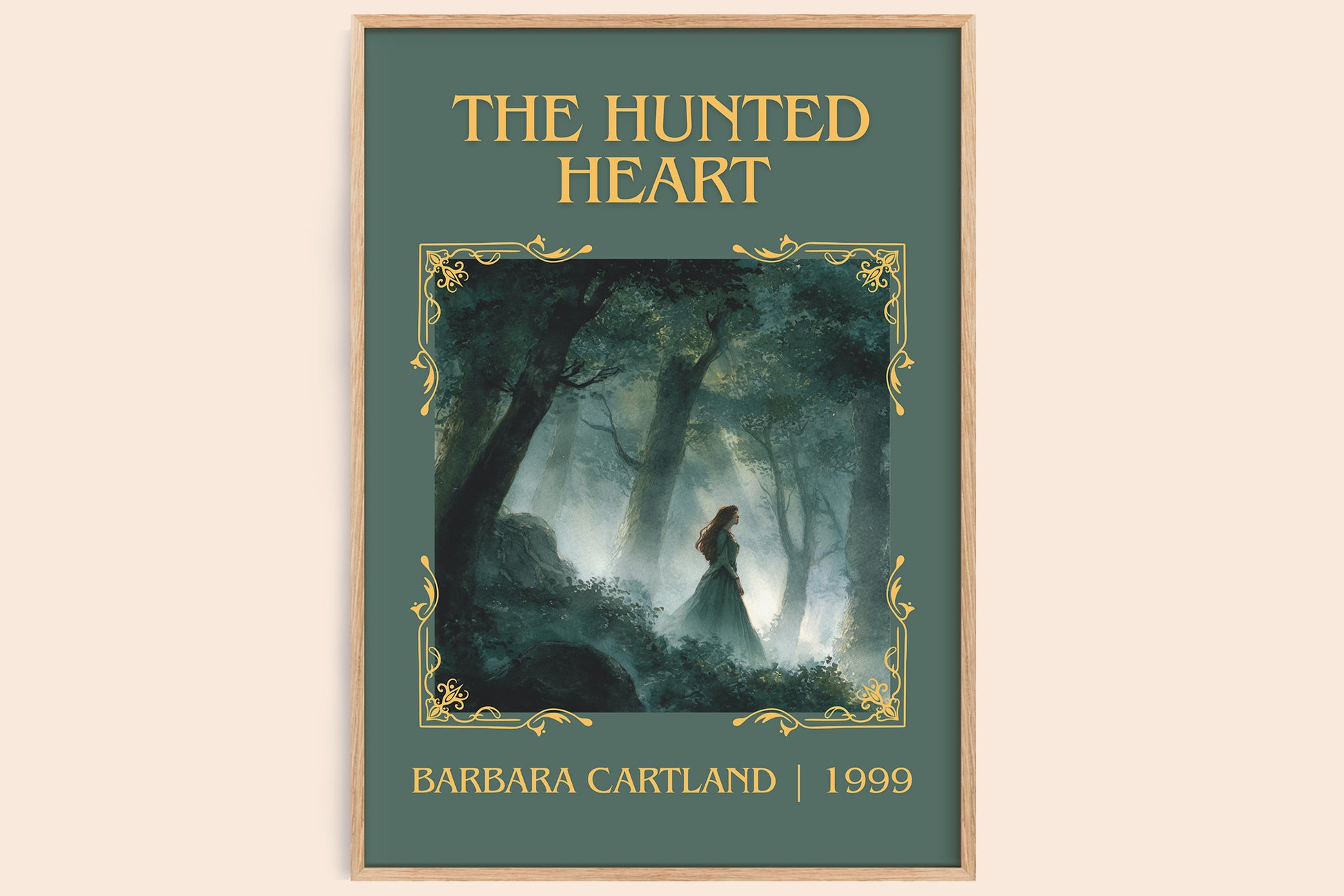 The Hunted Heart classic book art book poster by BARBARA. CARTLAND – framed literary art print