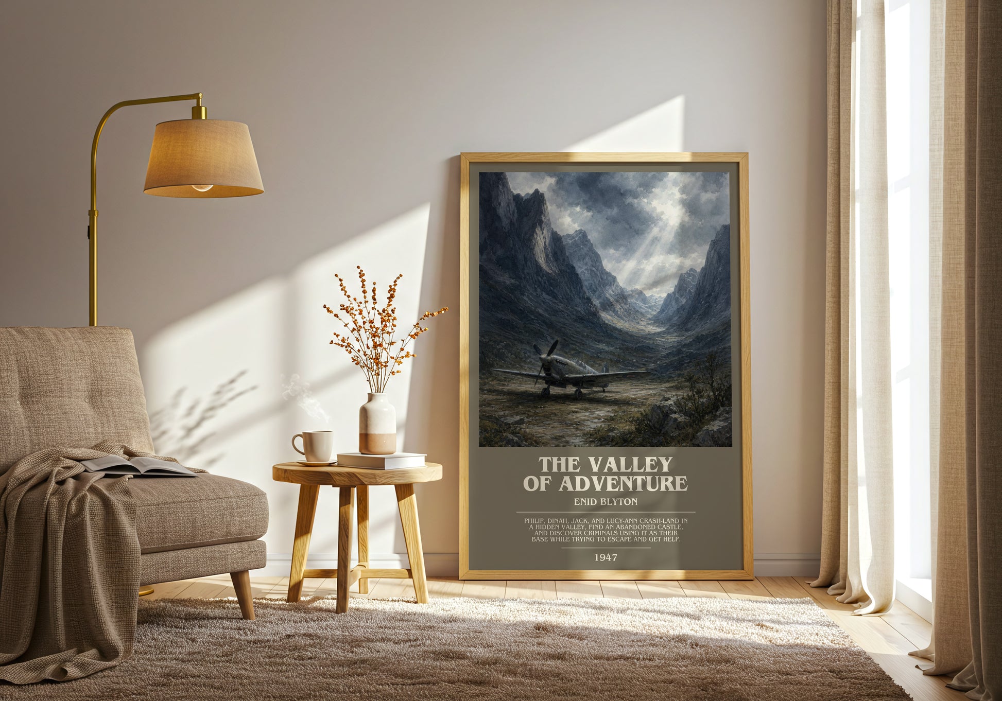 The Valley Of Adventure bookish print on bookshelf – Enid Blyton fan gift