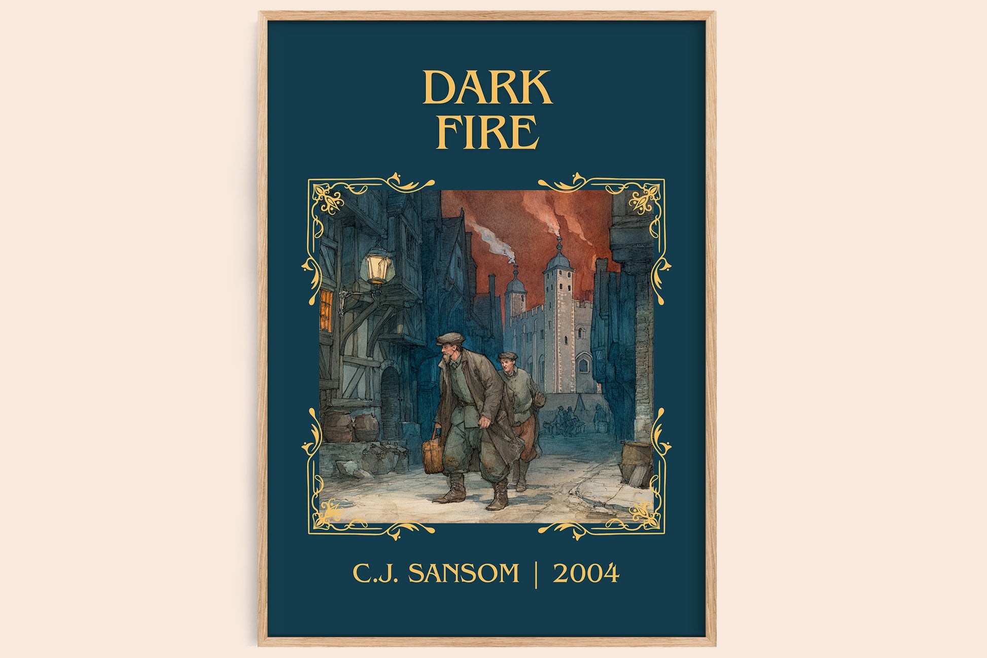 Dark Fire classic book art book poster by C.J. Sansom – framed literary art print