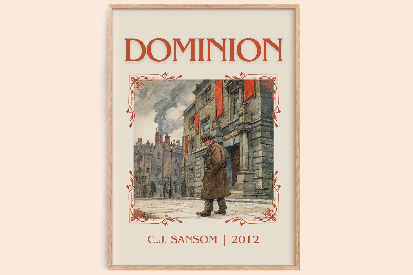 Dominion classic book art print in frame leaning in hallway – historical fiction wall art