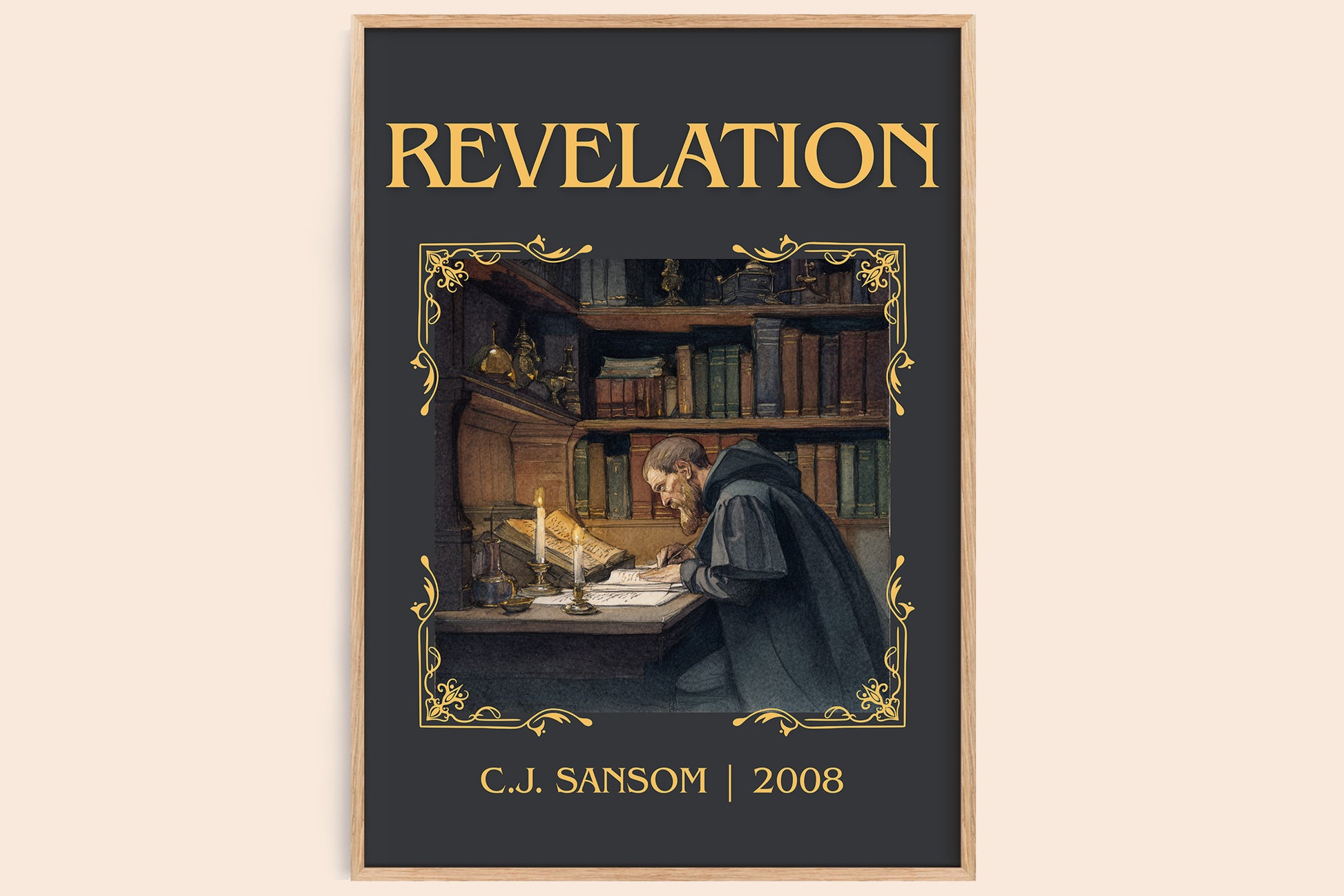 Revelation classic book art book poster by C.J. Sansom – framed literary art print