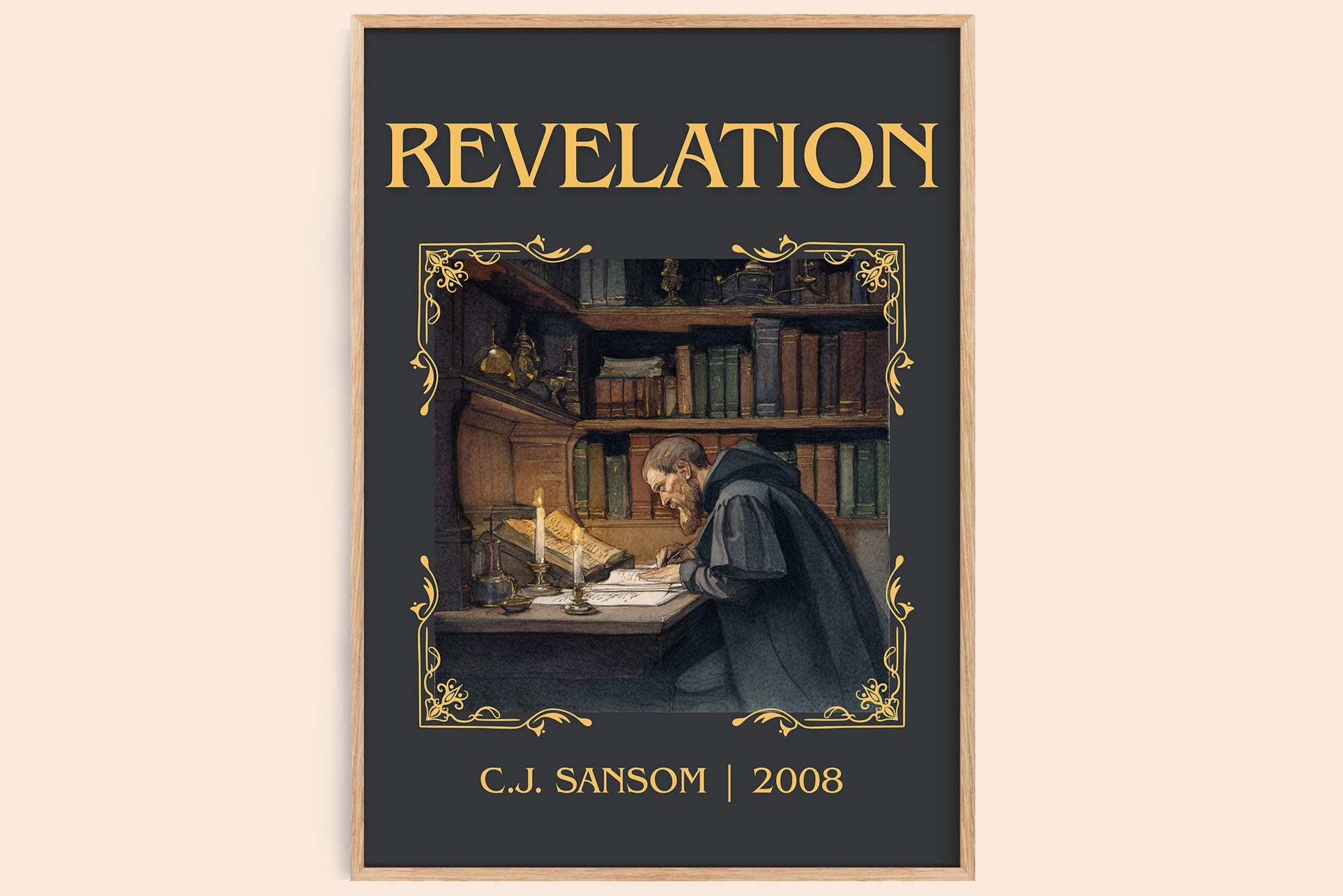 Revelation classic book art book poster by C.J. Sansom – framed literary art print