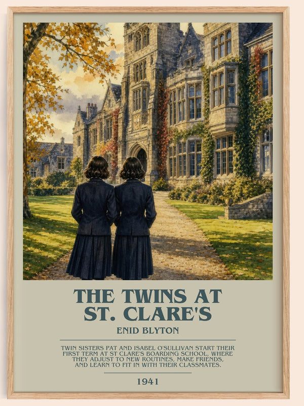 The Twins At St. Clare'S bookish book poster by Enid Blyton – framed literary art print