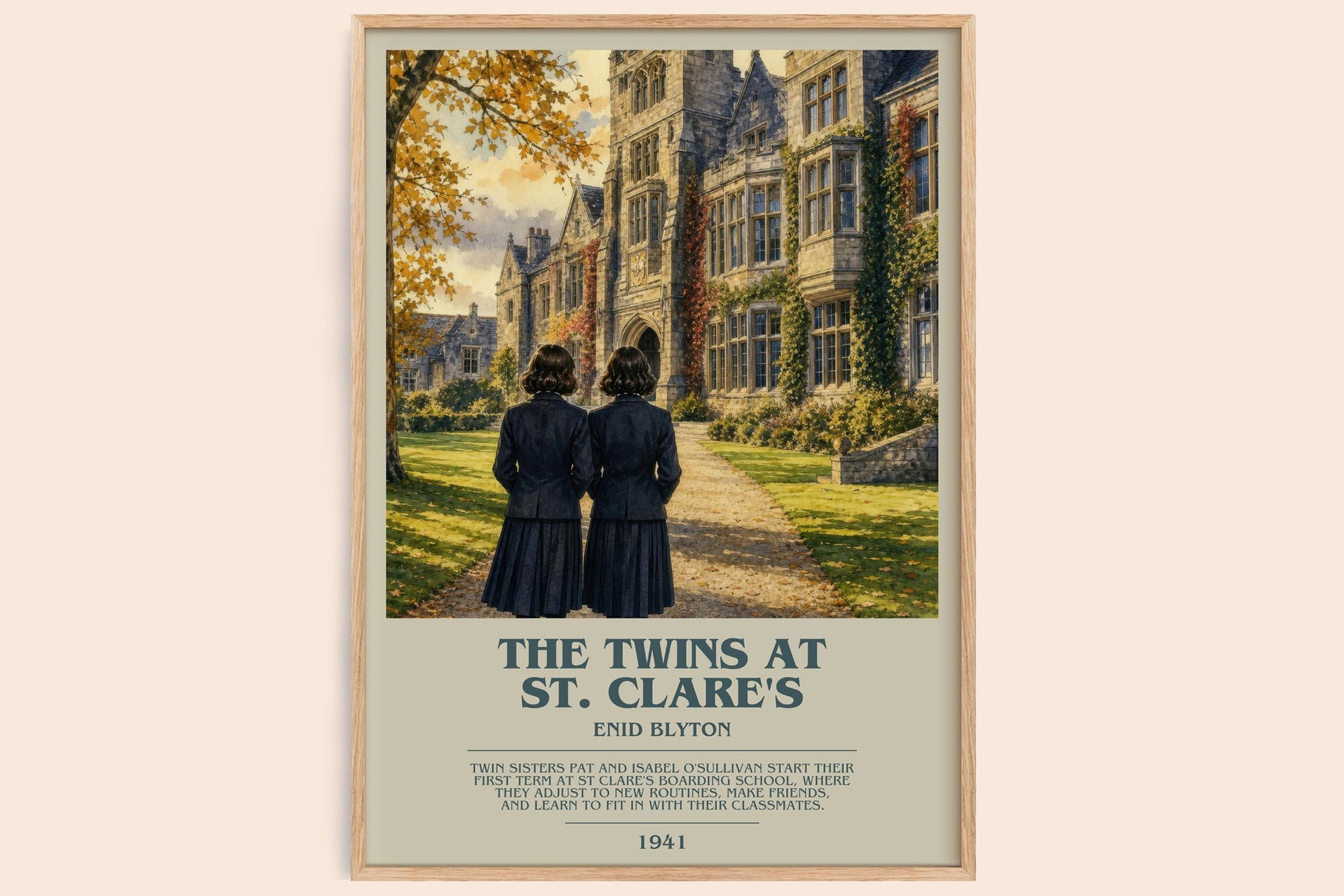 The Twins At St. Clare'S bookish book poster by Enid Blyton – framed literary art print