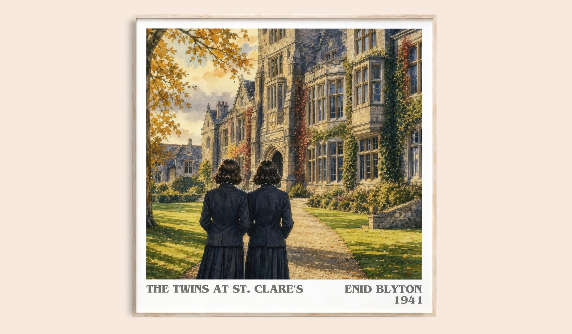 The Twins At St. Clare'S literary book poster by Enid Blyton – framed literary art print