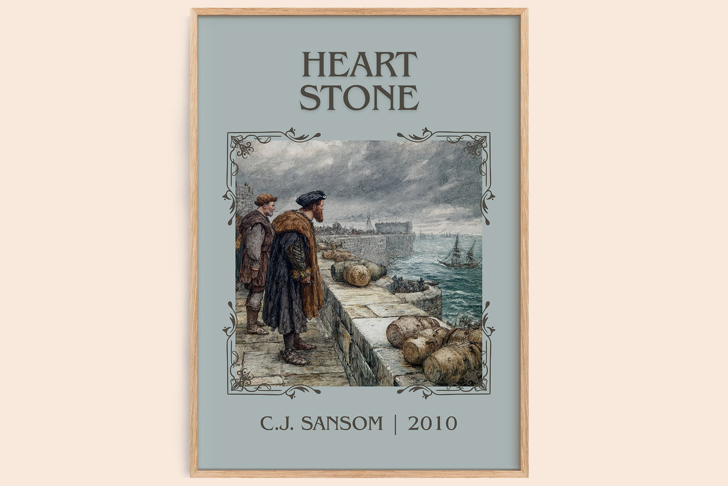 Heartstone classic book art book poster by C.J. Sansom – framed literary art print