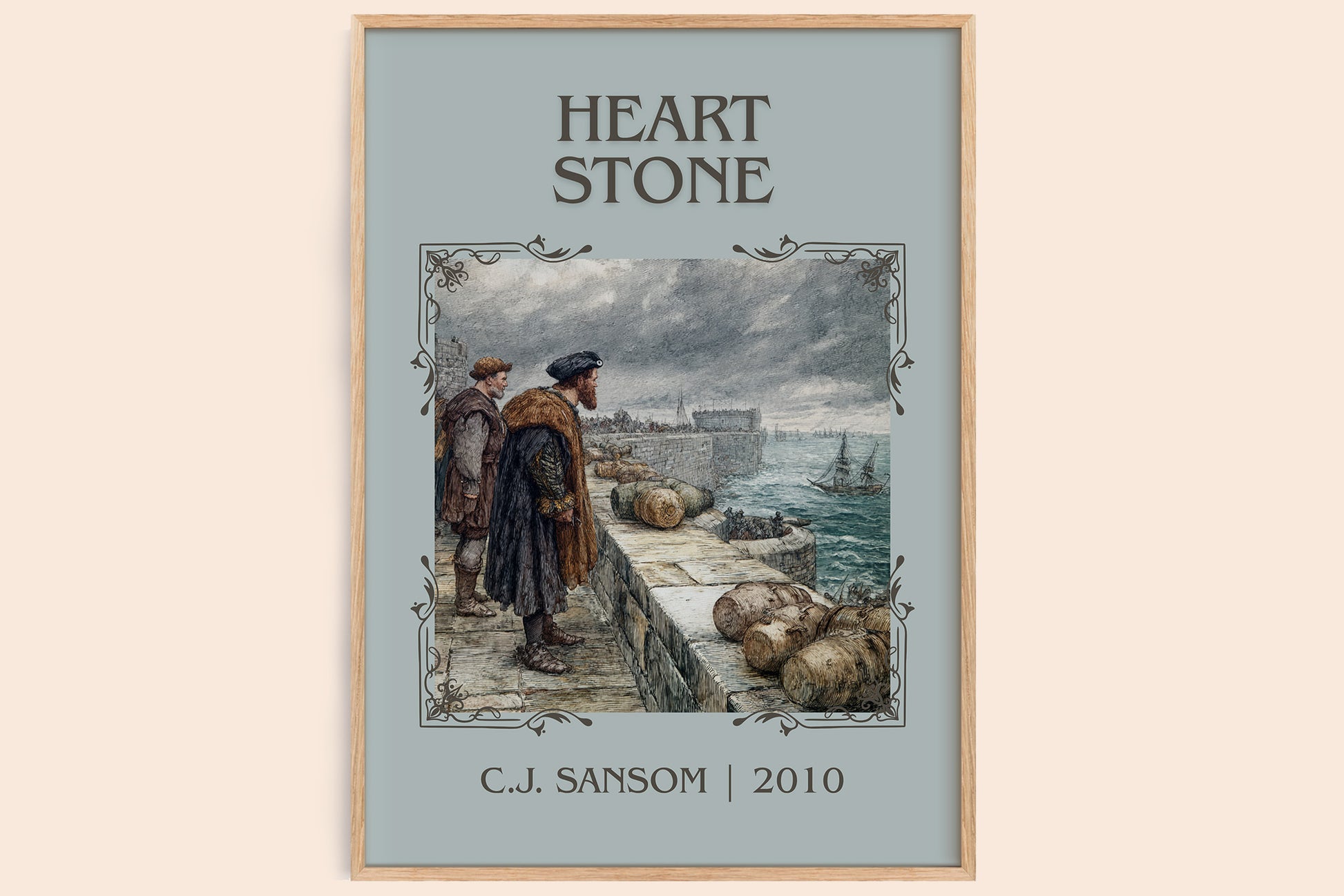 Heartstone classic book art book poster by C.J. Sansom – framed literary art print