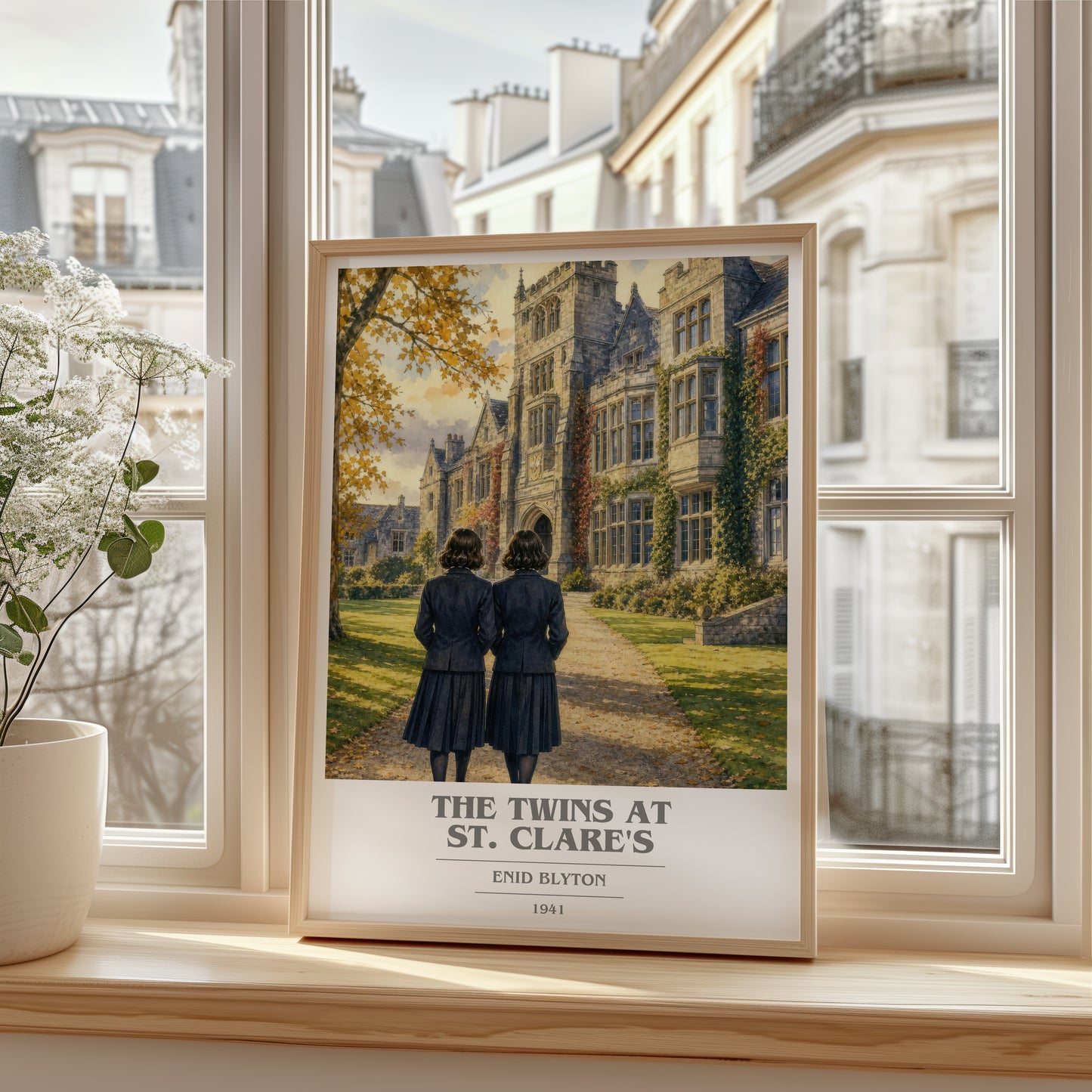 The Twins At St. Clare'S book cover poster colour and style options – Enid Blyton book art