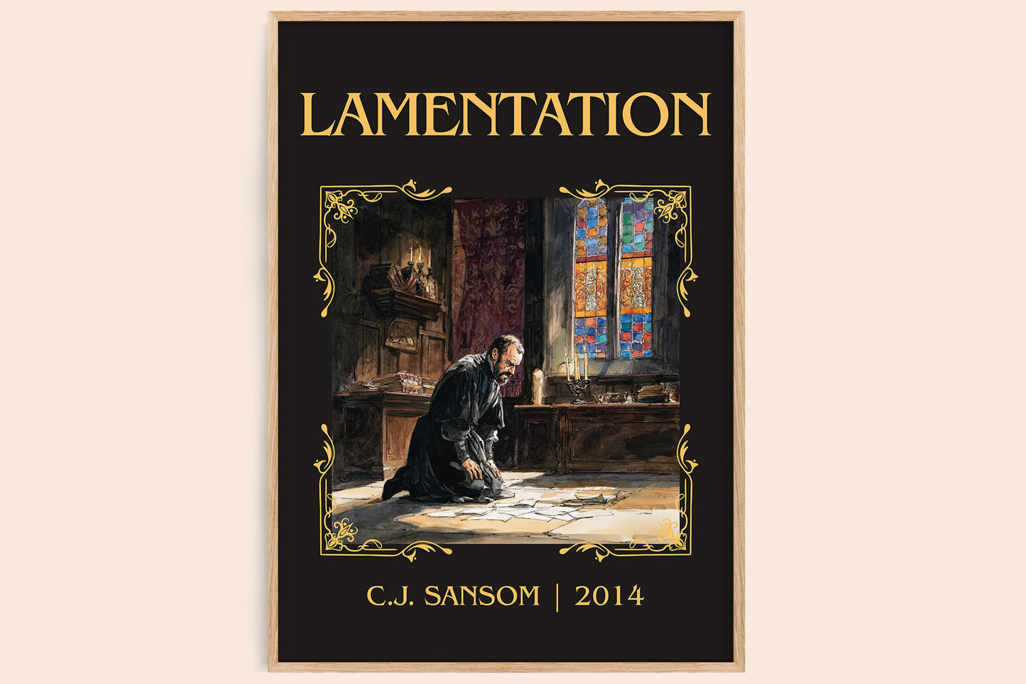 Lamentation classic book art book poster by C.J. Sansom – framed literary art print