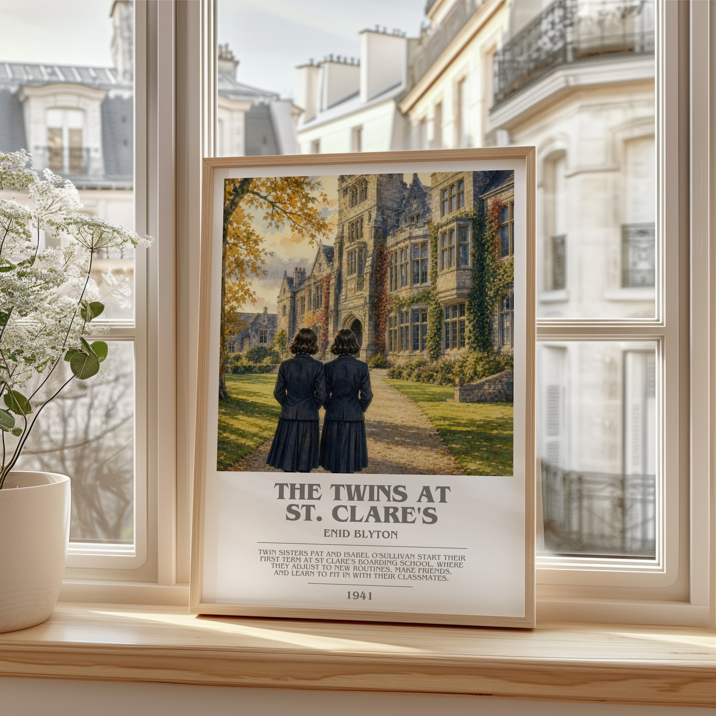 The Twins At St. Clare'S bookish poster colour and style options – Enid Blyton book art