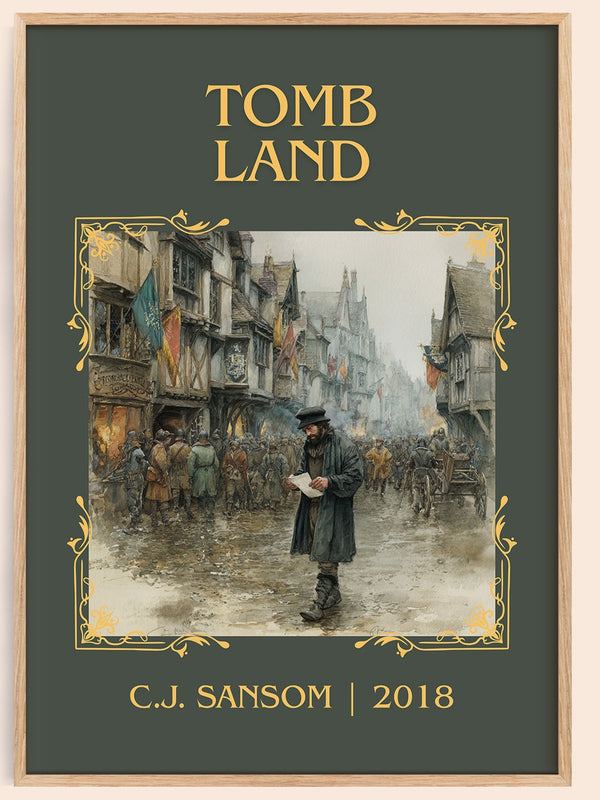 Tombland classic book art print in frame leaning in hallway – historical fiction wall art