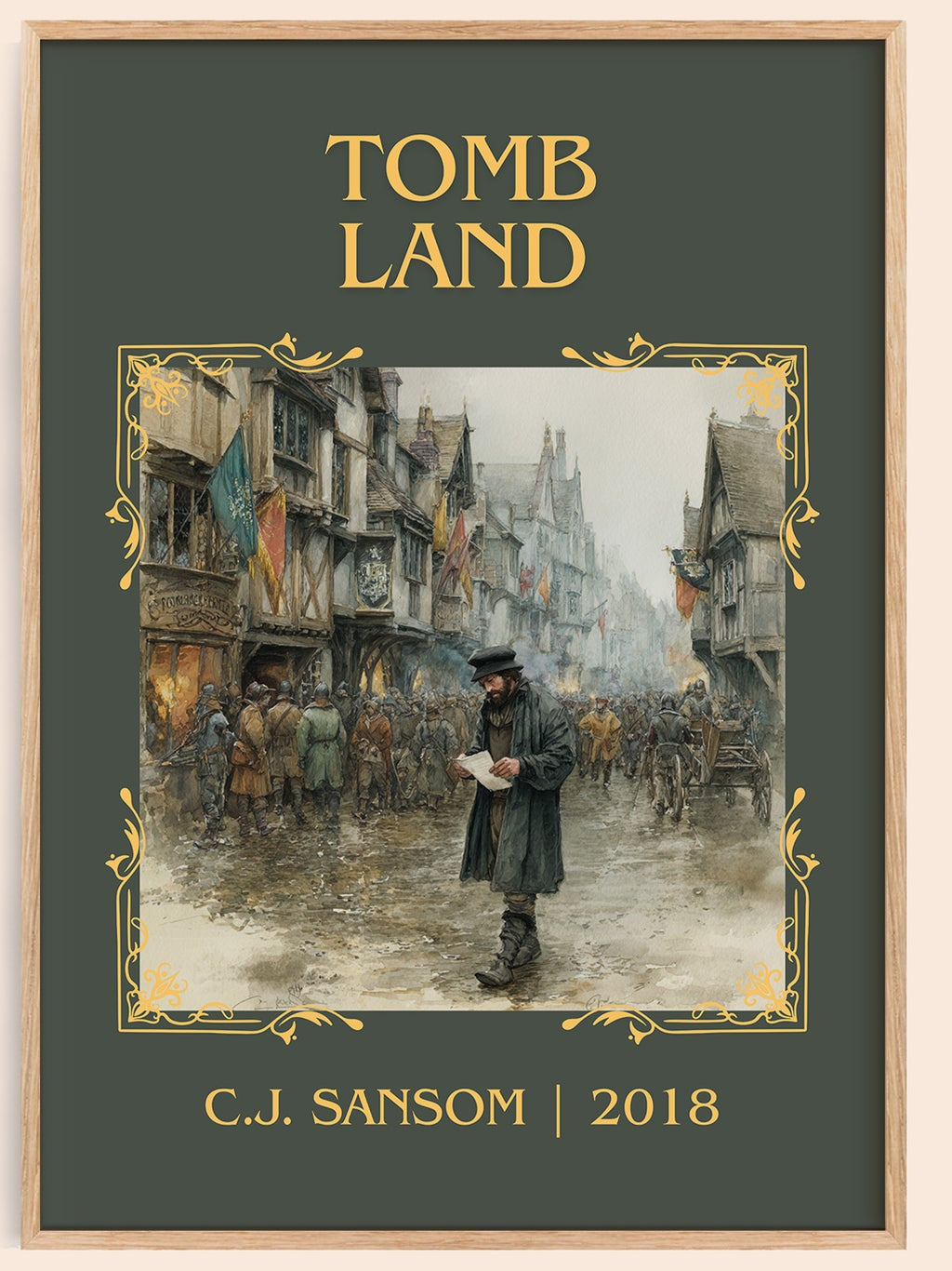 Tombland classic book art book poster by C.J. Sansom – framed literary art print