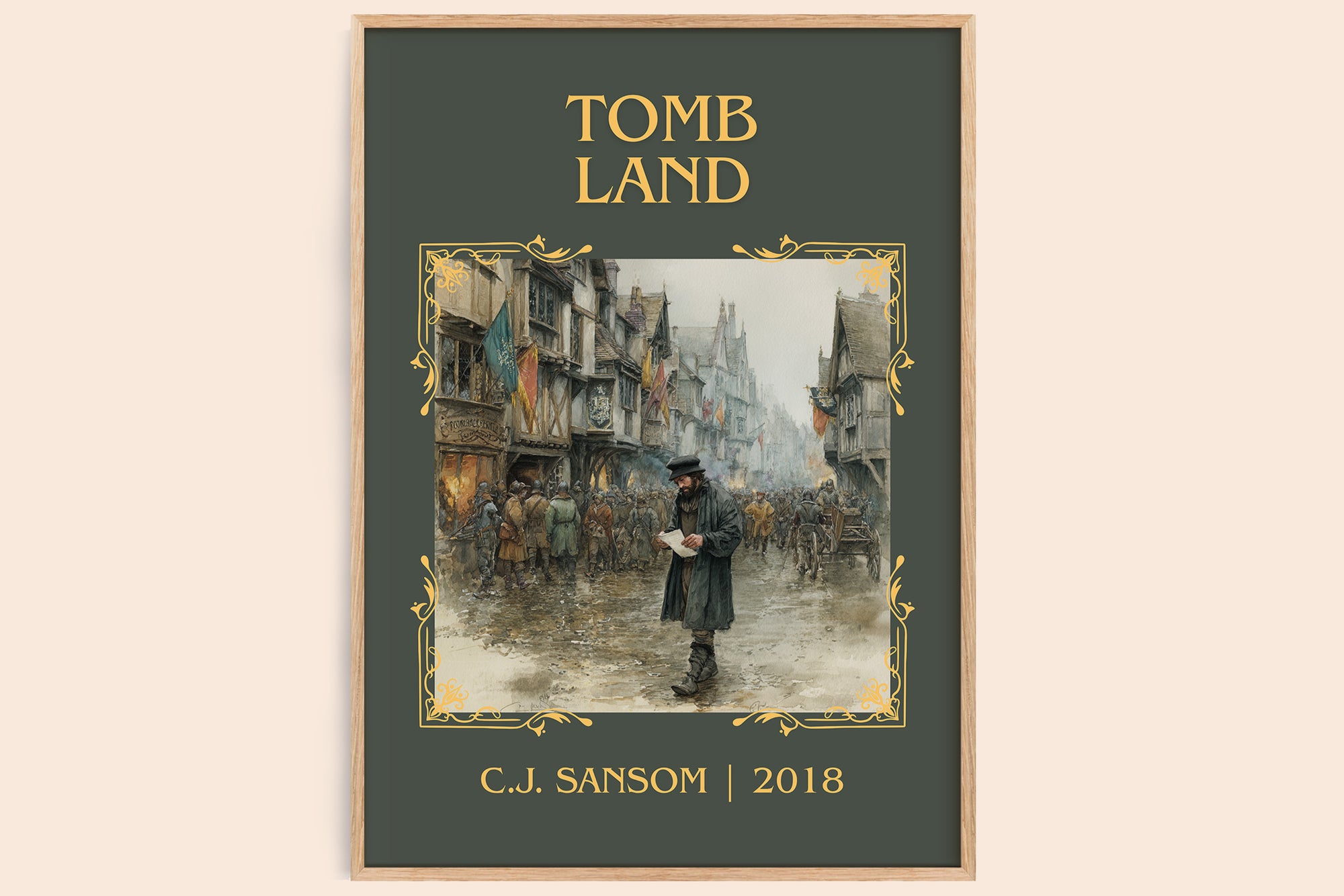 Tombland classic book art book poster by C.J. Sansom – framed literary art print