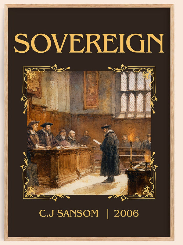 Sovereign classic book art book poster by C.J Sansom – framed literary art print