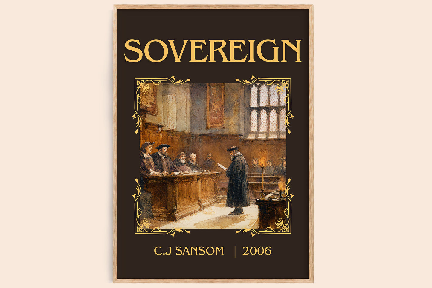 Sovereign classic book art book poster by C.J Sansom – framed literary art print
