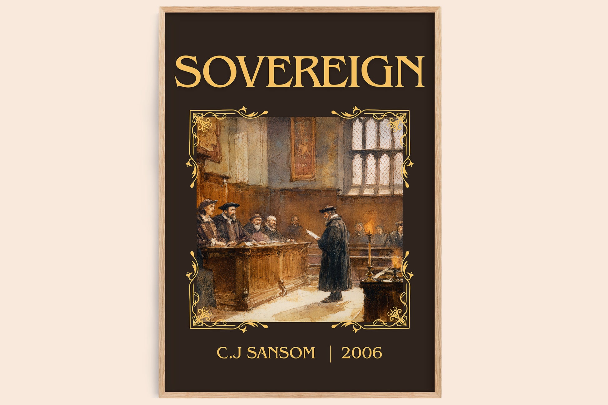 Sovereign classic book art book poster by C.J Sansom – framed literary art print