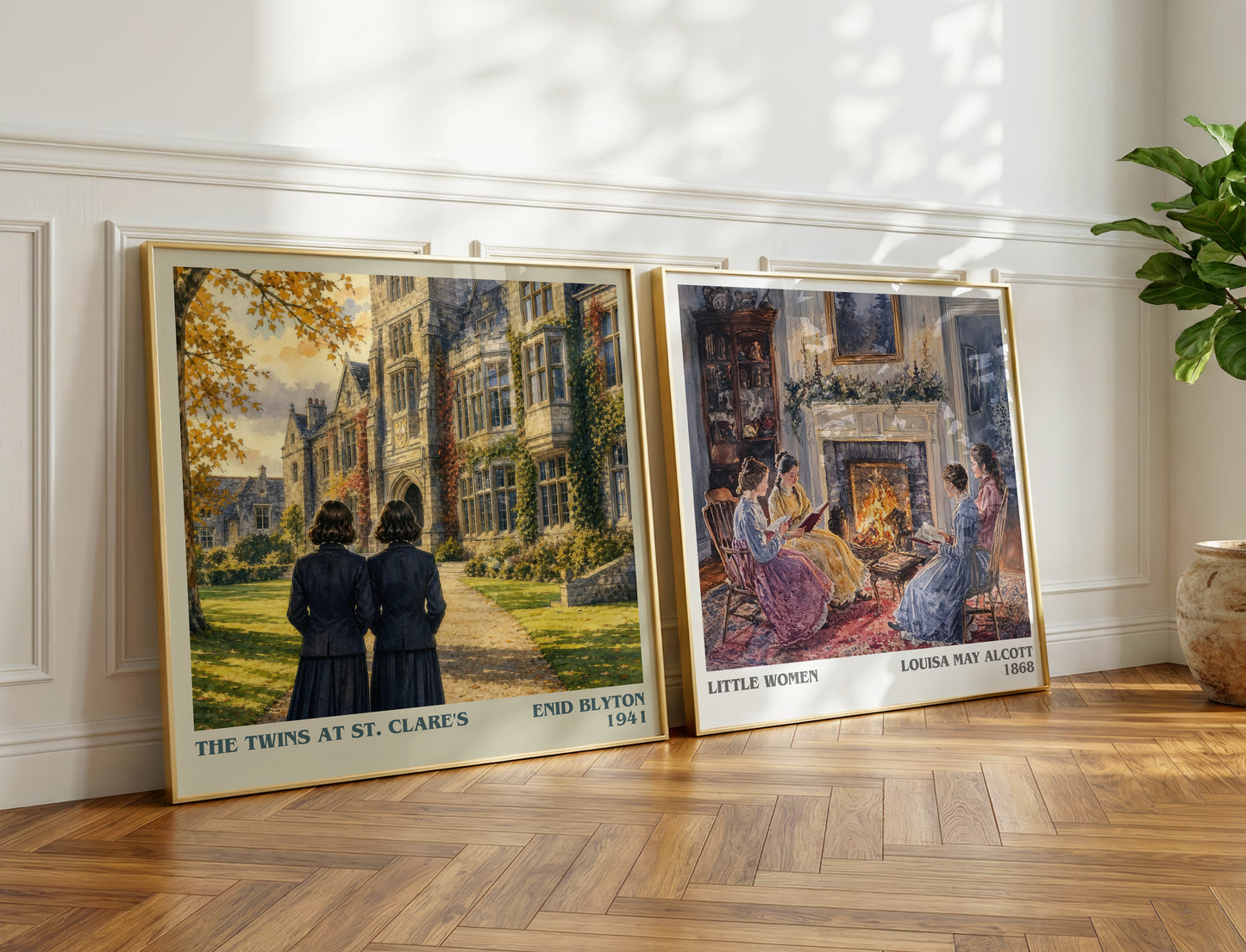 The Twins At St. Clare'S literary print on bookshelf – Enid Blyton fan gift