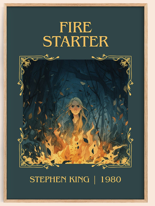 Firestarter classic book art book poster by Stephen King – framed literary art print