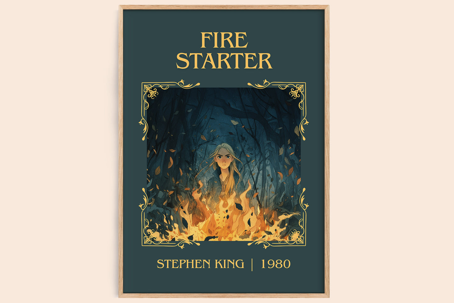 Firestarter classic book art book poster by Stephen King – framed literary art print
