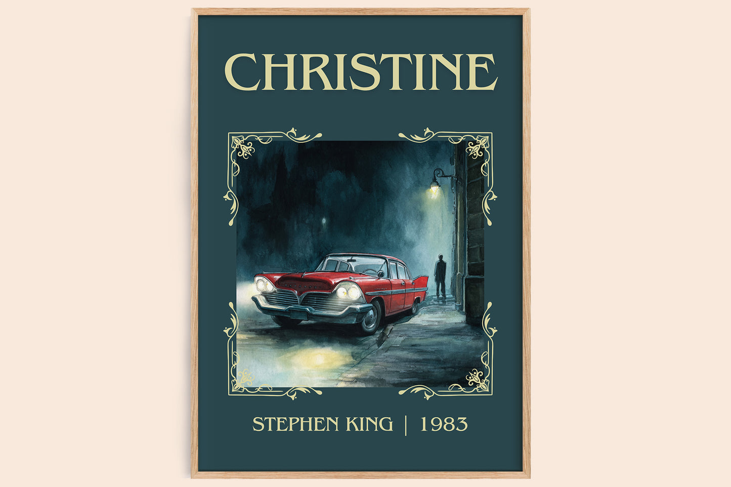 Christine classic book art book poster by Stephen King – framed literary art print