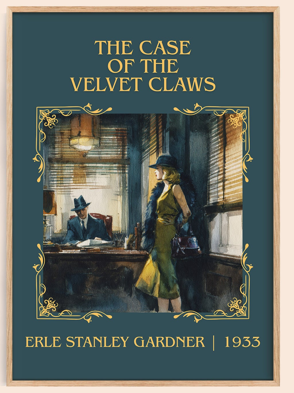 The Case of the Velvet Claws classic book art book poster by Erle Stanley Gardner – framed literary art print