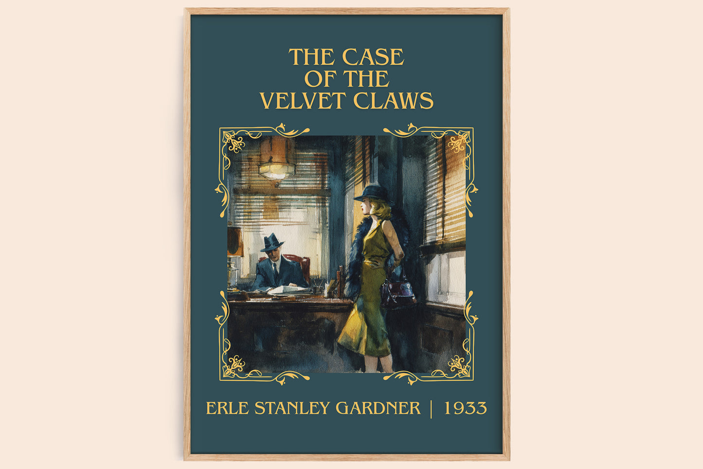 The Case of the Velvet Claws classic book art book poster by Erle Stanley Gardner – framed literary art print