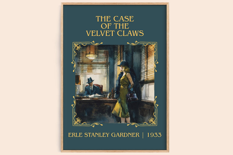 The Case of the Velvet Claws classic book art book poster by Erle Stanley Gardner – framed literary art print