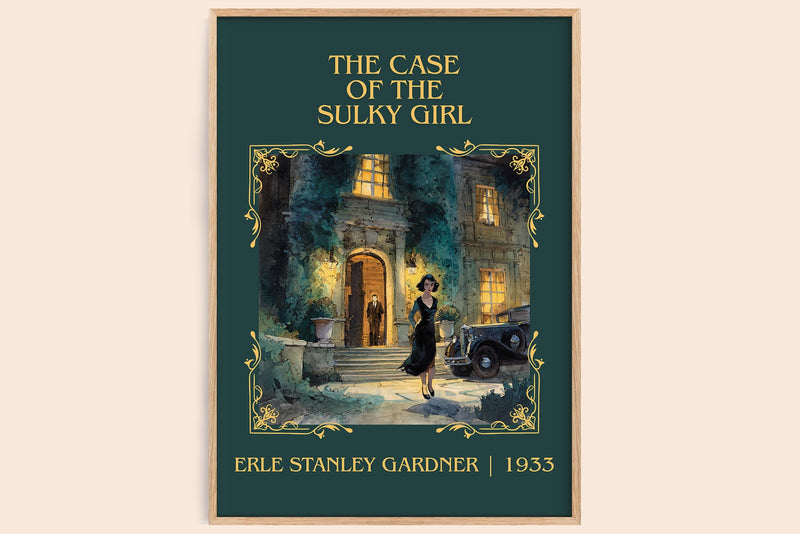 The Case Of The Sulky Girl classic book art book poster by Erle Stanley Gardner – framed literary art print