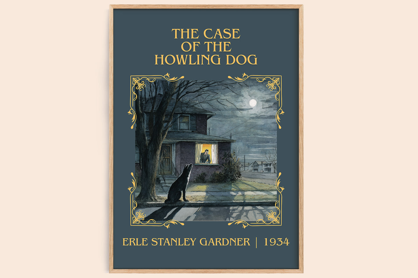 The Case of the Howling Dog classic book art book poster by Erle Stanley Gardner – framed literary art print