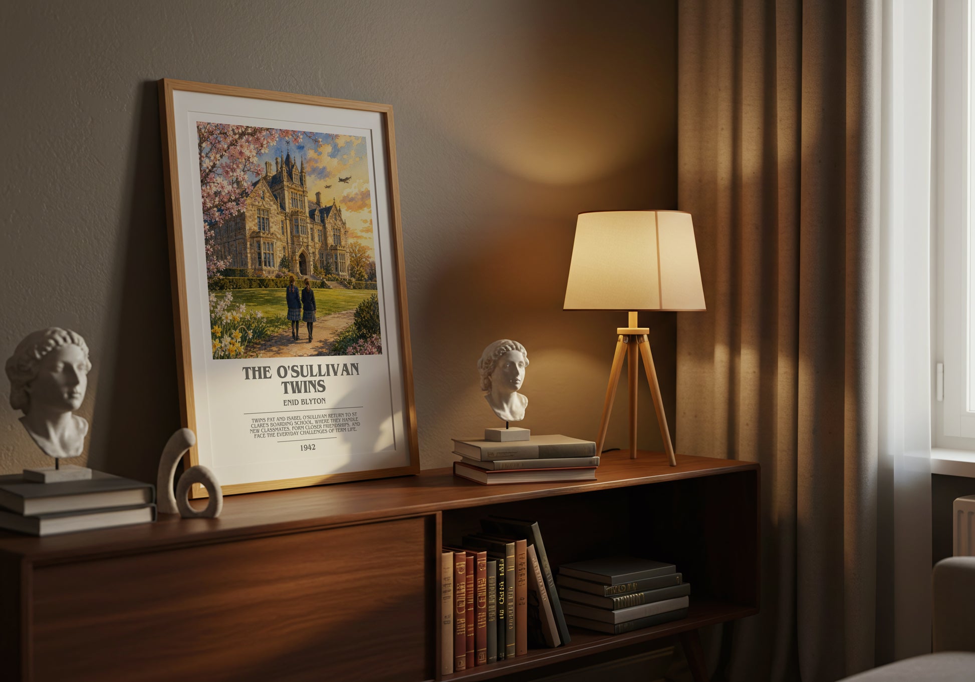 The O'Sullivan Twins bookish book poster framed on wall – childrens wall art