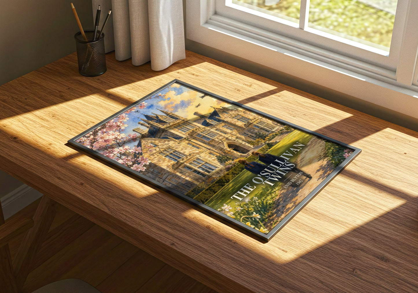 The O'Sullivan Twins watercolour book poster framed on wall – childrens wall art