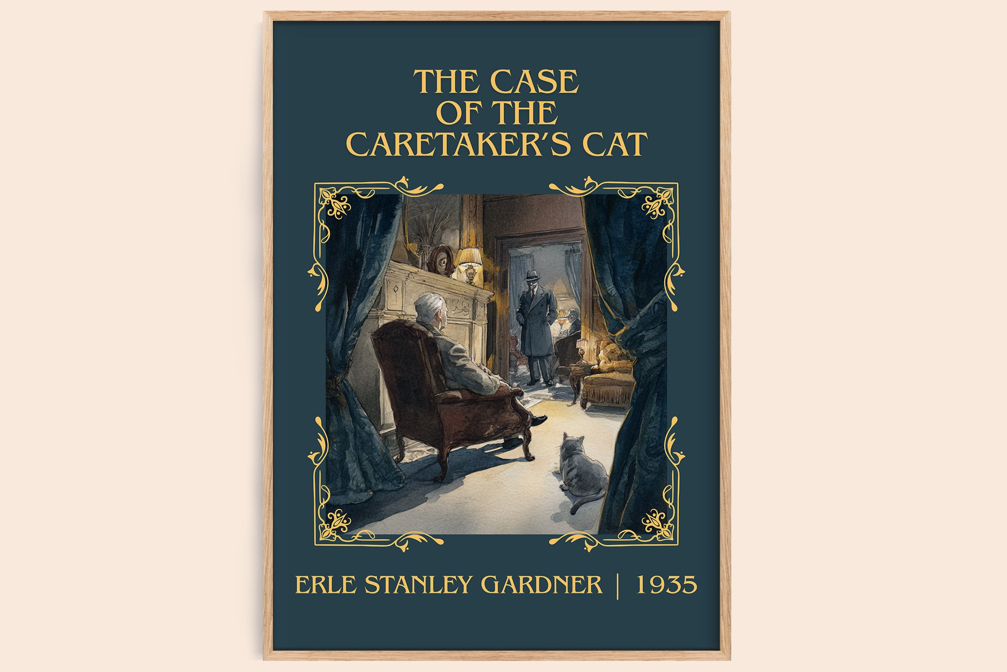 The Case of the Caretaker's Cat classic book art book poster by Erle Stanley Gardner – framed literary art print