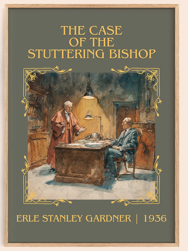 The Case of the Stuttering Bishop classic book art book poster by Erle Stanley Gardner – framed literary art print