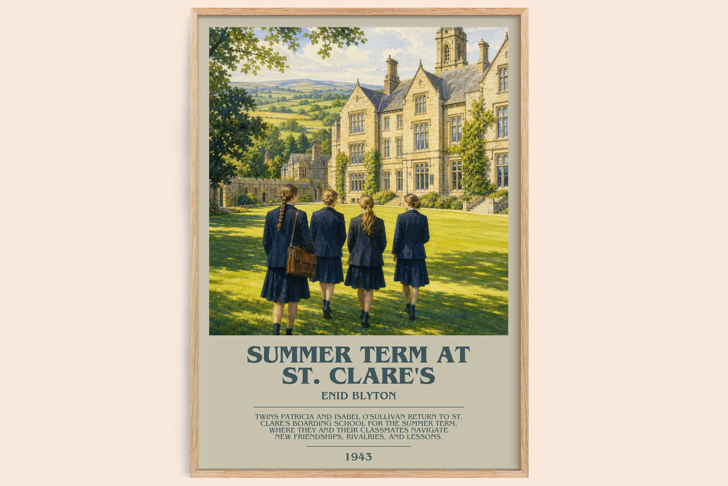 Summer Term At St. Clare'S bookish book poster by Enid Blyton – framed literary art print