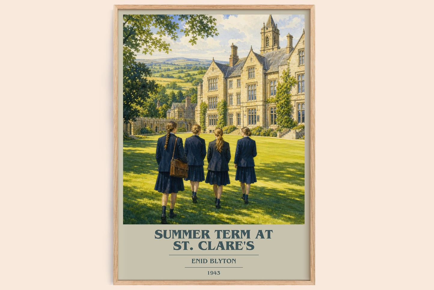 Summer Term At St. Clare'S book cover book poster by Enid Blyton – framed literary art print